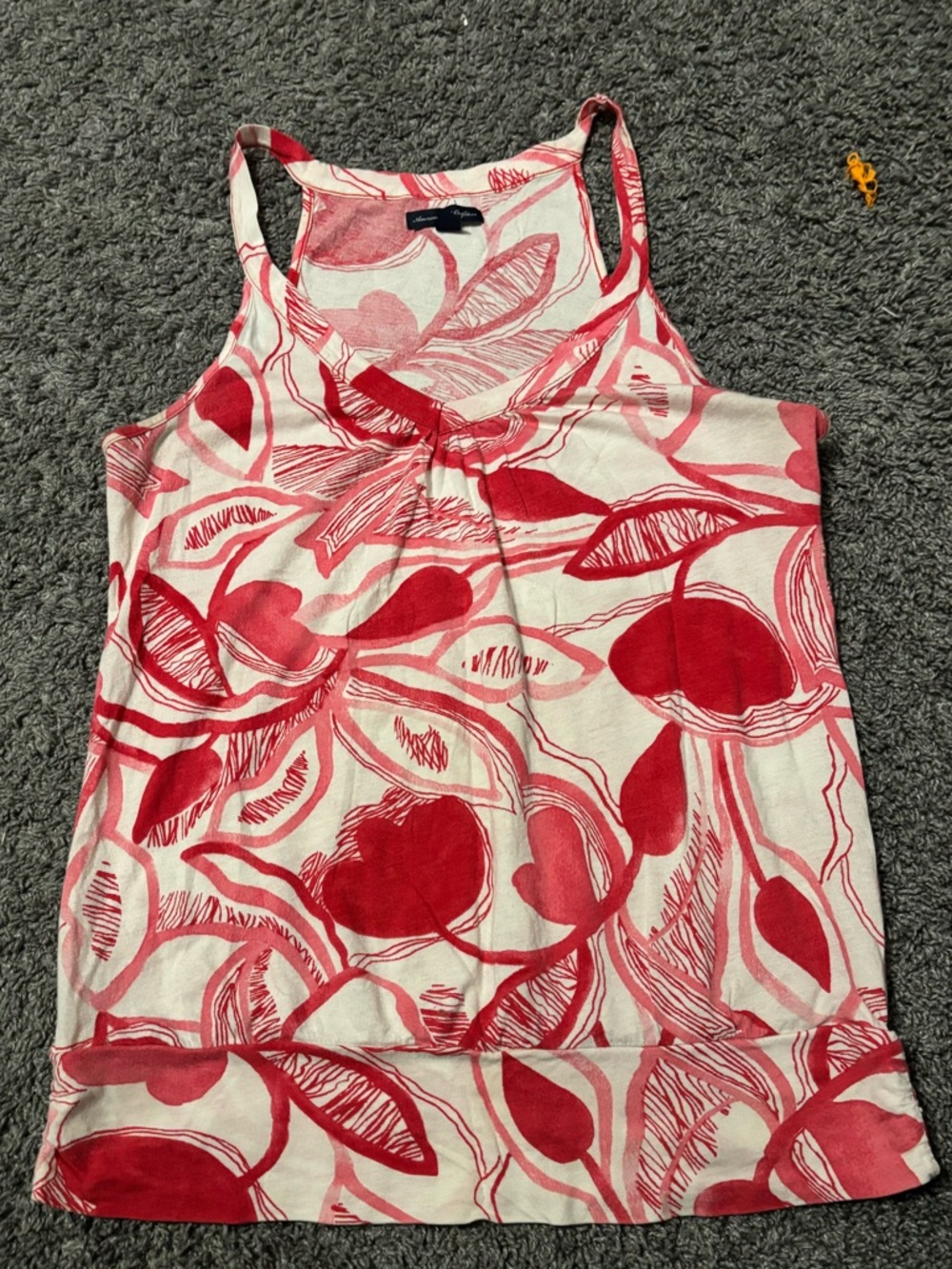 American Eagle Outfitters Hot Pink and White Floral Racerback Tank
